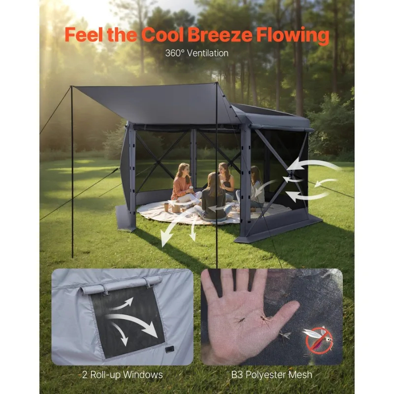 Tente gazebo à 6 côtés 12x12 p - Screen Top Mesh avis et prix